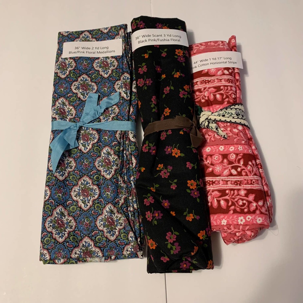 Vintage Fabrics Assorted Patterns and Sizes Lot of 3